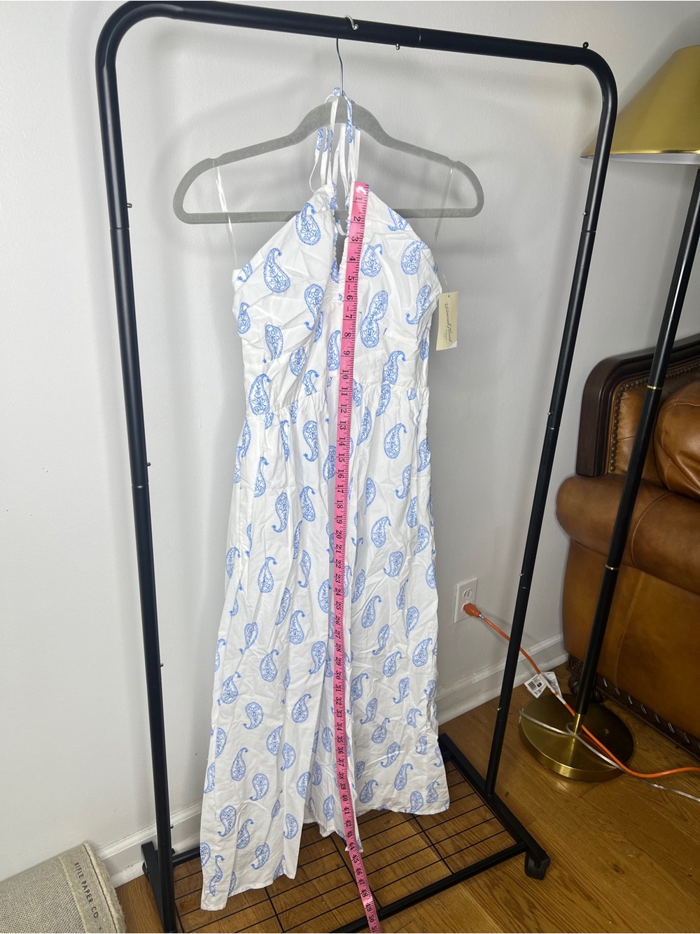 Universal Thread White Dress with Blue Paisley Print - Picture 4 of 4
